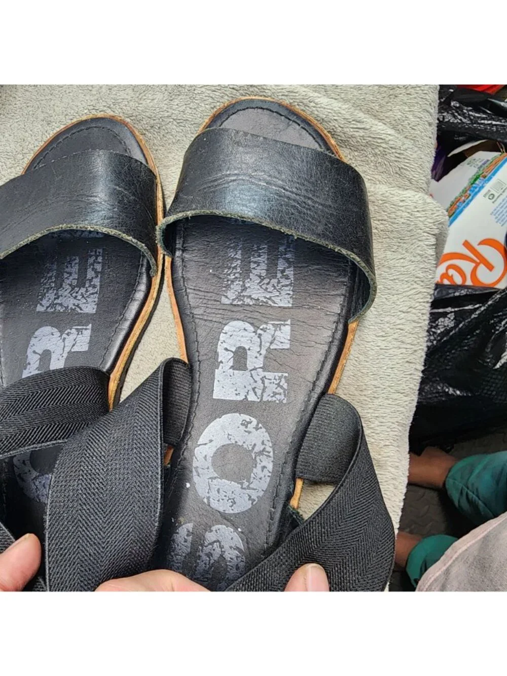 Sorel Shoes Womens Size 6.5 Ella Black Leather Sandals *Read*